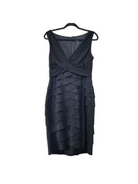 Adrianna Papell Black Tiered Cocktail Dress – Size 10 Sleeveless Evening Party
